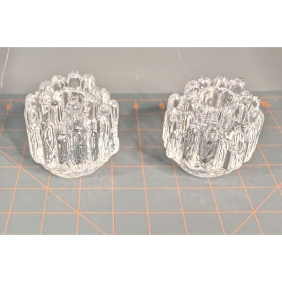 Kosta Boda Goran Warff Crystal Votive Candle Holders Set of 2 - Picture 1 of 16